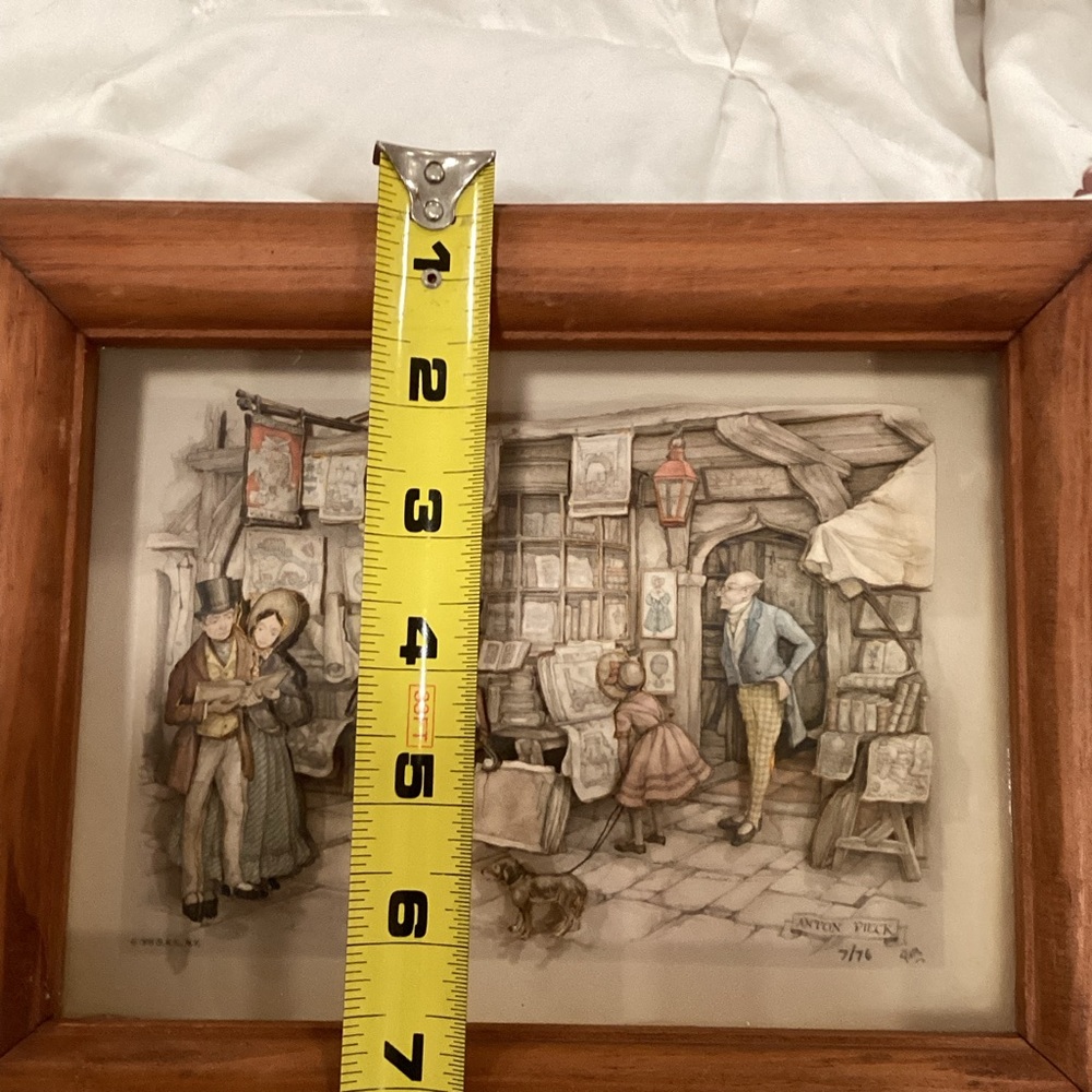 Framed Vintage Street Scene Illustration “The Old Print Shop” titled - Picture 5 of 9